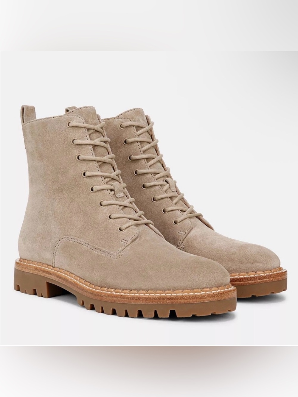 Vince Women’s Beige Suede Lace-Up Boots like new size 6 1/2